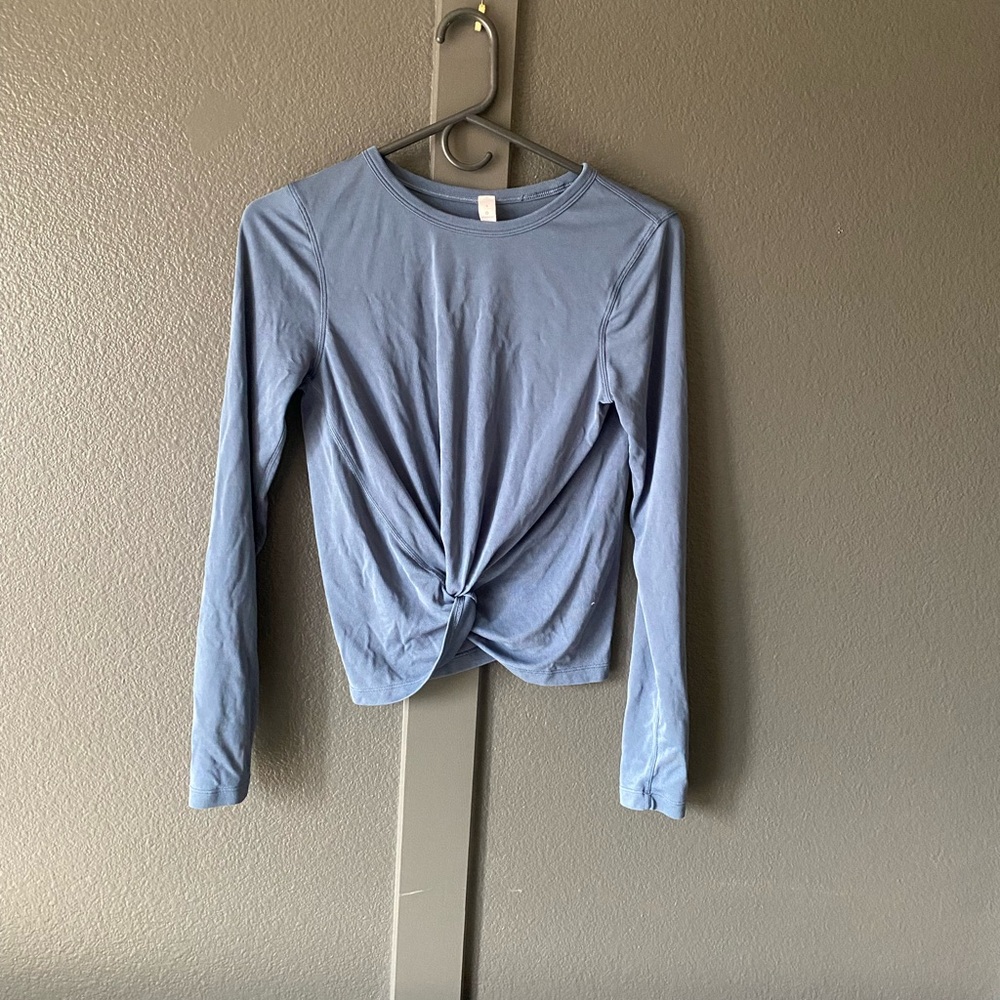 Lululemon Blue Long Sleeve Twist Front Top